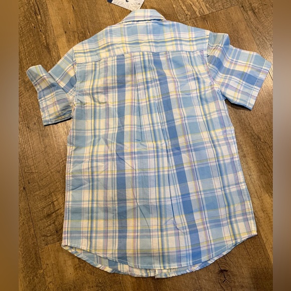 NWT Kids Blue Plaid Short Sleeve Shirt 7/8 - Picture 4 of 4